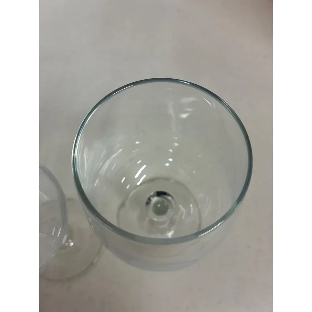 Set of 2 WW Monogram Etched Stemmed‎ Wine Glasses Clear Glass Barware